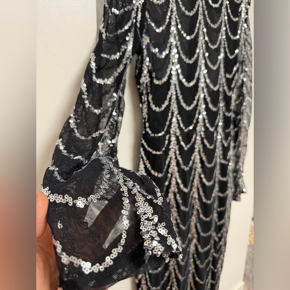 Shein Elegant Black and Silver Sequin Dress Size Large - Picture 8 of 14